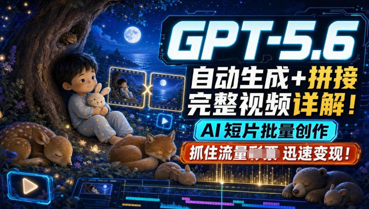 GPT-5.6自动生成＋拼接完整视频详解，AI短片批量创作，抓住流量迅速变现！-问小徐资源库