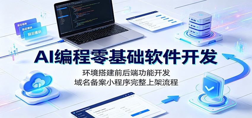 AI编程零基础软件开发:环境搭建前后端功能开发,域名备案小程序完整上架流程-问小徐资源库