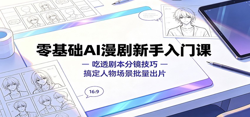零基础AI漫剧新手入门课:吃透剧本分镜技巧,搞定人物场景批量出片-问小徐资源库