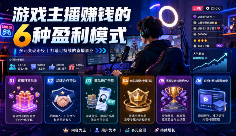 付费文章：游戏主播賺钱的6种盈利模式-问小徐资源库