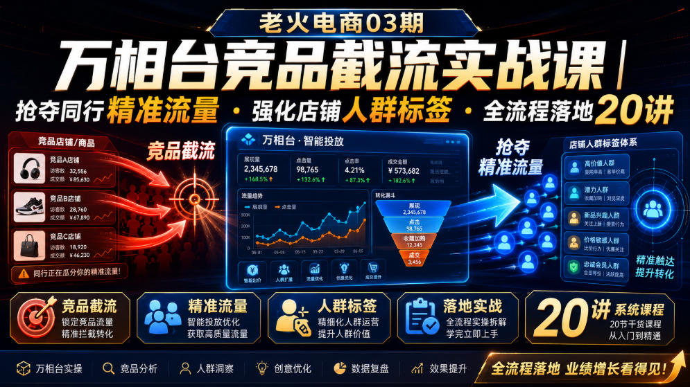 老火电商03期・万相台竞品截流实战课｜抢夺同行精准流量・强化店铺人群标签・全流程落地20讲-问小徐资源库