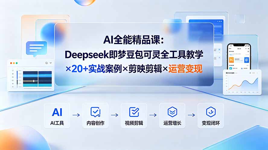 AI全能精品课:Deepseek即梦豆包可灵全工具教学×20+实战案例×剪映剪辑×运营变现-问小徐资源库