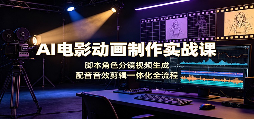 AI电影动画制作实战课：脚本角色分镜视频生成，配音音效剪辑一体化全流程-问小徐资源库