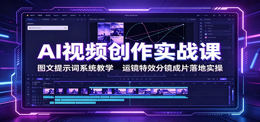 AI视频创作实战课:图文提示词系统教学,运镜特效分镜成片落地实操-问小徐资源库