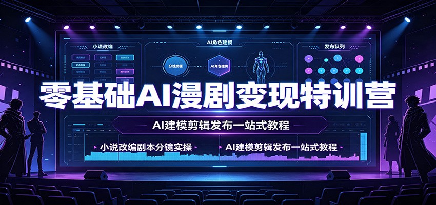 零基础AI漫剧变现特训营：小说改编剧本分镜实操，AI建模剪辑发布一站式教程-问小徐资源库