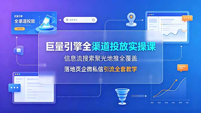 巨量引擎全渠道投放实操课，信息流搜索聚光地推全覆盖，落地页企微私信引流全套教学-问小徐资源库