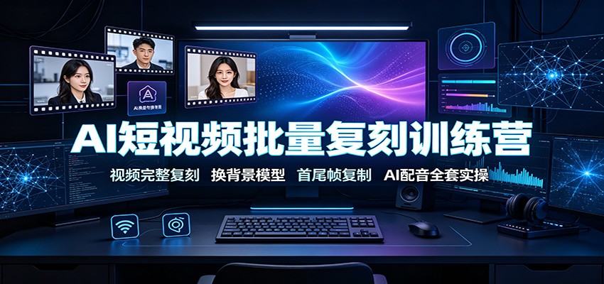 AI短视频批量复刻训练营：视频完整复刻，换背景模型、首尾帧复制、AI配音全套实操-问小徐资源库