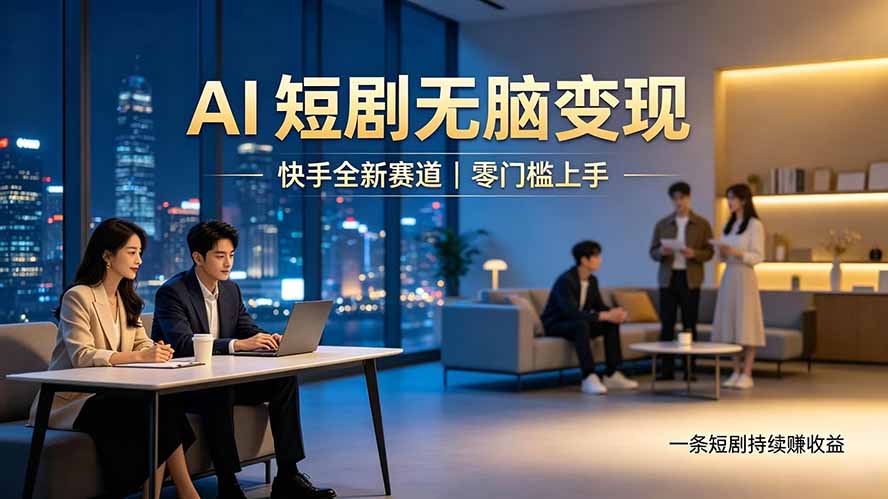 别乱找副业了，快手 AI 短剧零门槛长久被动增收-问小徐资源库