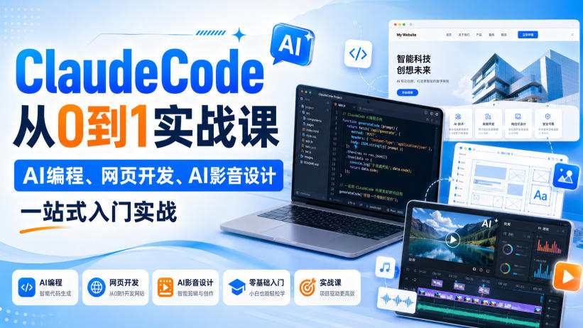 ClaudeCode从0到1实战课，AI编程、网页开发、AI影音设计一站式入门实战-问小徐资源库