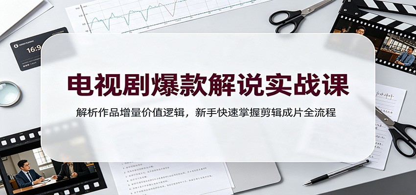 电视剧爆款解说实战课：解析作品增量价值逻辑，新手快速掌握剪辑成片全流程-问小徐资源库
