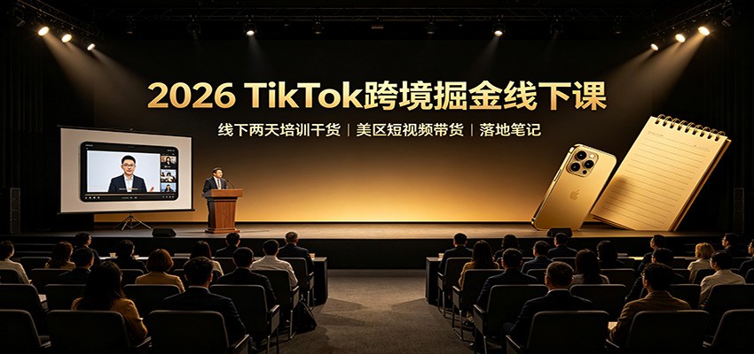 2026 TikTok跨境掘金线下课：线下两天培训干货，美区短视频带货落地笔记-问小徐资源库