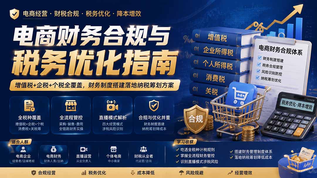 电商财务合规与税务优化指南：增值税+企税+个税全覆盖，财务制度搭建落地纳税筹划方案-问小徐资源库