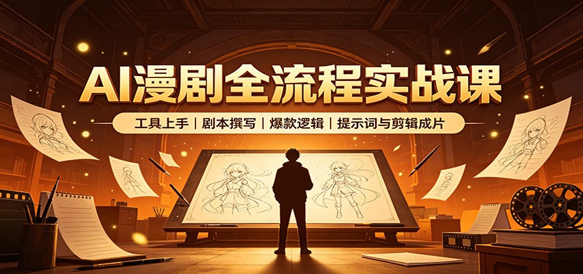 AI漫剧全流程实战课：工具上手、剧本撰写、爆款逻辑、提示词与剪辑成片-问小徐资源库