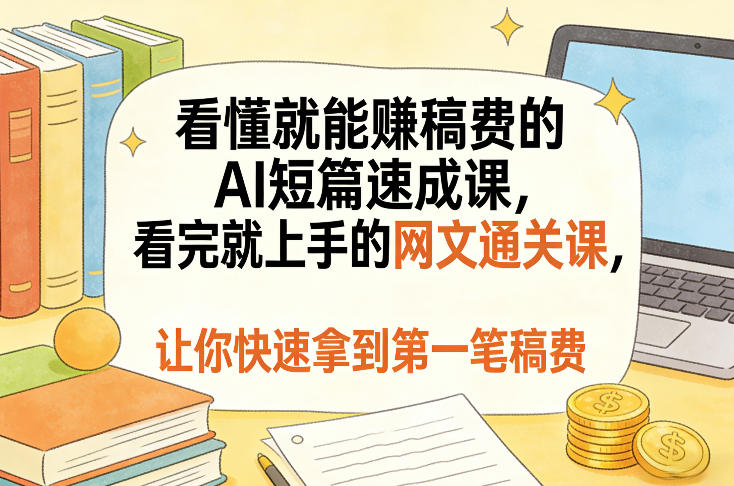 看懂就能賺稿费的AI短篇速成课,看完就上手的网文通关课,让你快速拿到第一笔稿费(更新8月)-问小徐资源库