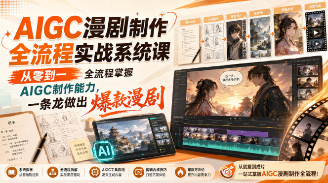 AIGC漫剧制作全流程实战系统课，从零到一全流程掌握AIGC制作能力，一条龙做出爆款漫剧-问小徐资源库