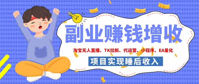 2026年多个真实落地副业项目，手把手带你搭建被动收入管道(淘宝无人直播、海外TK拉新…-问小徐资源库