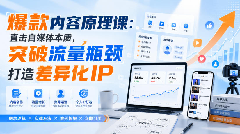 爆款内容原理课：直击自媒体本质，突破流量瓶颈打造差异化IP-问小徐资源库