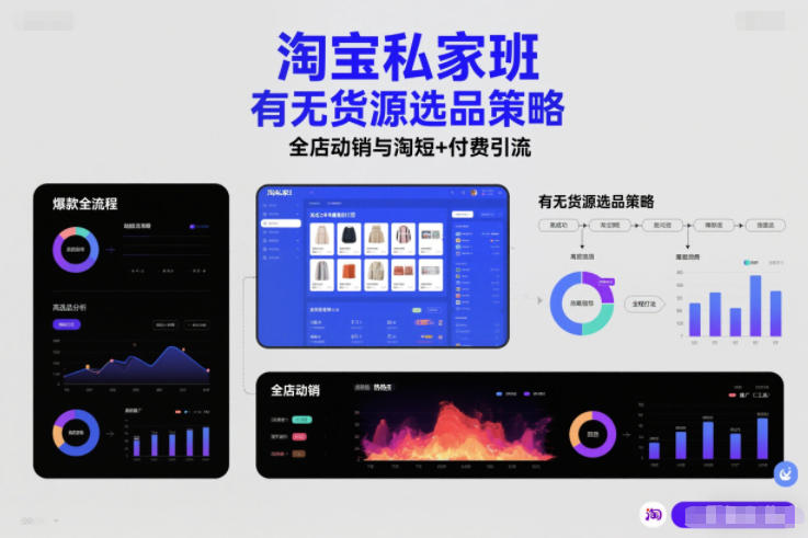 淘宝私家班，有无货源选品策略，高成功率爆款全流程打法，全店动销与淘短+付费引流(更新2026年08月17日)-问小徐资源库