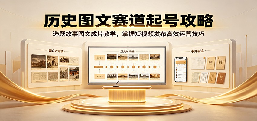 历史图文赛道起号攻略：选题故事图文成片教学，掌握短视频发布高效运营技巧-问小徐资源库