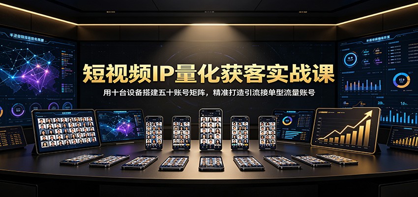 短视频IP量化获客实战课：用十台设备搭建五十账号矩阵，精准打造引流接单型流量账号-问小徐资源库