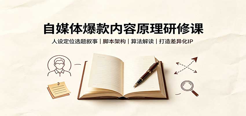 自媒体爆款内容原理研修课：人设定位选题叙事，脚本架构，算法解读打造差异化IP-问小徐资源库