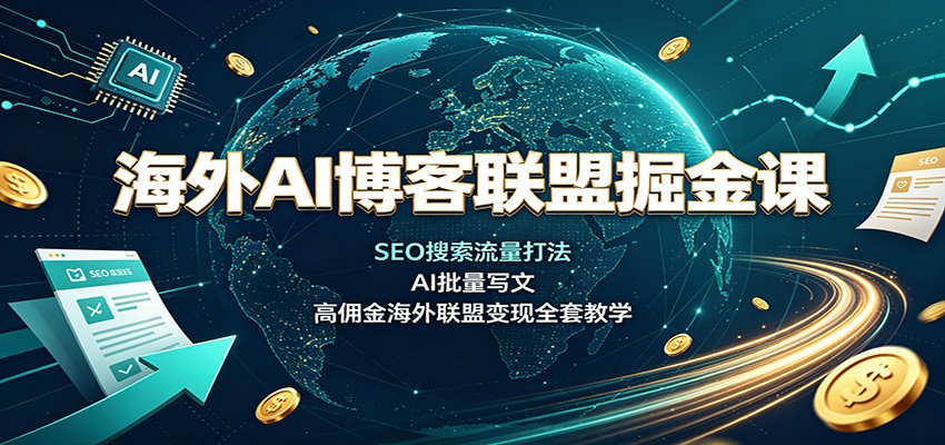 海外AI博客联盟掘金课:SEO搜索流量打法,AI批量写文,高佣金海外联盟变现全套教学-问小徐资源库