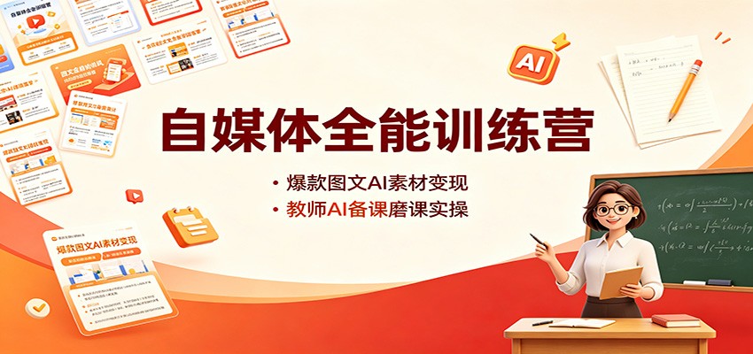 自媒体全能训练营:爆款图文AI素材变现,教师AI备课磨课实操-问小徐资源库