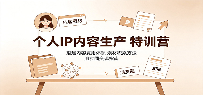 个人IP内容生产特训营：搭建内容复用体系，素材积累方法，朋友圈变现指南-问小徐资源库