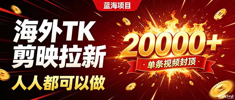 海外TK拉新新玩法，剪映就能做，不用经验不用粉丝，单条视频收益上限20000+-问小徐资源库