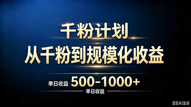 抖音千粉账号计划，从千粉到规模化收益 500-1000+单日收益-问小徐资源库
