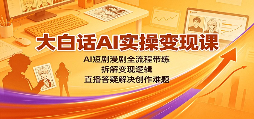 大白话AI实操变现课:AI短剧漫剧全流程带练,拆解变现逻辑,直播答疑解决创作难题-问小徐资源库