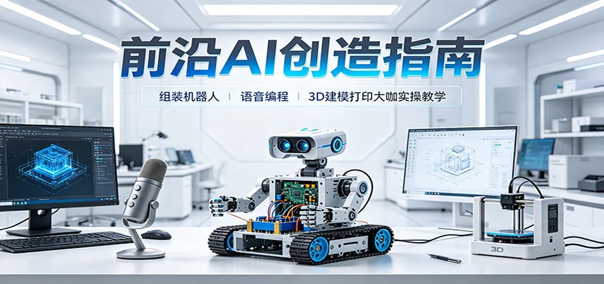 前沿AI创造指南：组装机器人、语音编程、3D建模打印大咖实操教学-问小徐资源库