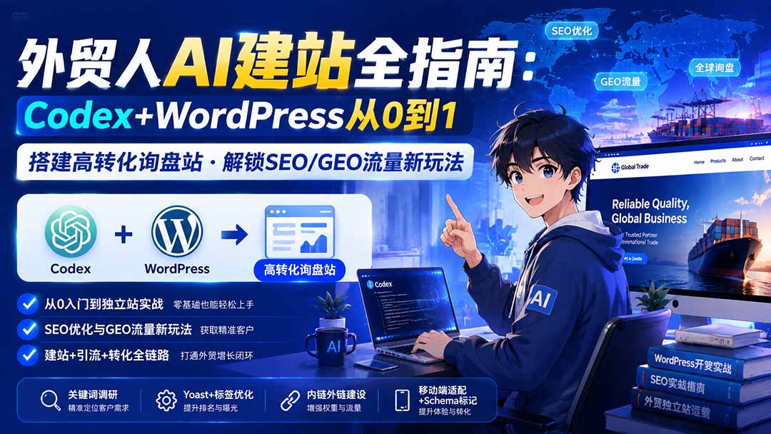 外贸人AI建站全指南：Codex+WordPress从0到1·搭建高转化询盘站·解锁SEO/GEO流量新玩法-更新-问小徐资源库