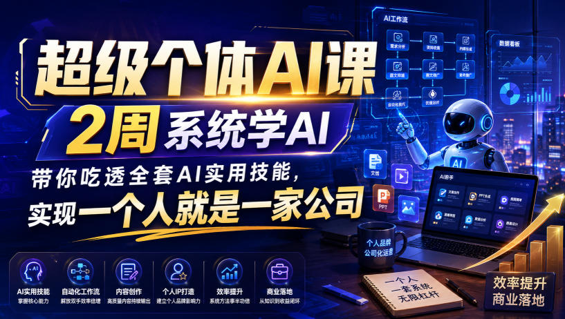 超级个体AI课，2周系统学AI，带你吃透全套AI实用技能，实现一个人就是一家公司(更新0818)-问小徐资源库