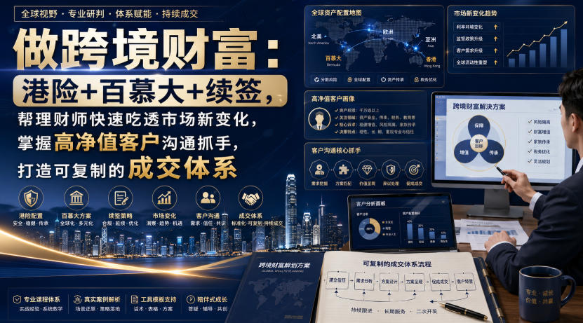 做跨境财富:港险+百慕大+续签,帮理财师快速吃透市场新变化,掌握高净值客户沟通抓手,打造可复制的成交体系-问小徐资源库