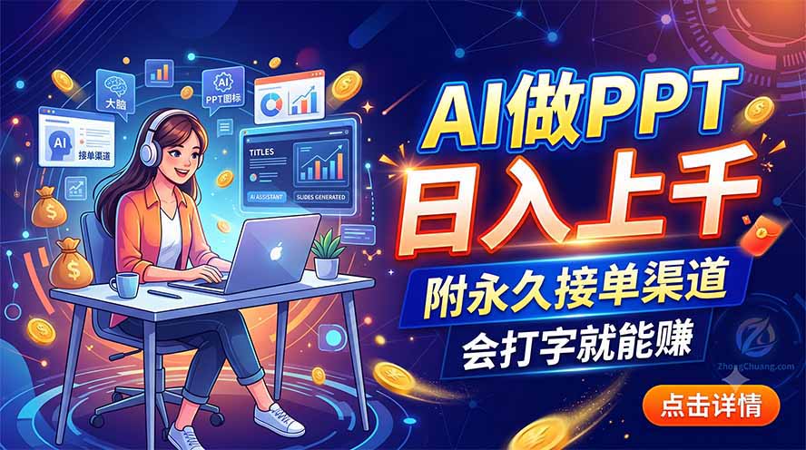 AI做PPT日入上千，附永久接单渠道，会打字就能赚-问小徐资源库
