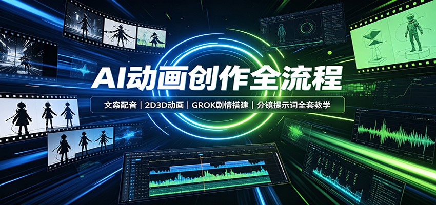 AI动画创作全流程:文案配音,2D3D动画,GROK剧情搭建,分镜提示词全套教学-问小徐资源库
