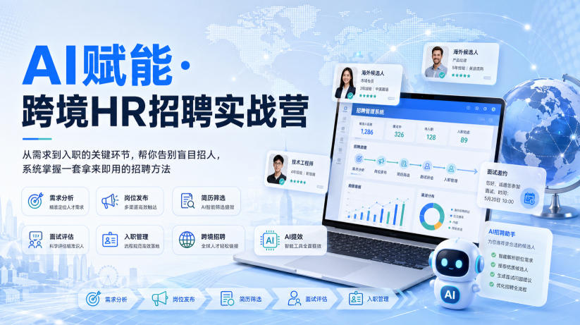 AI赋能·跨境HR招聘实战营，从需求到入职的关键环节，帮你告别盲目招人，系统掌握一套拿来即用的招聘方法-问小徐资源库