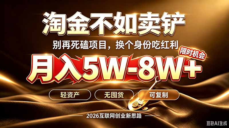 别再傻乎乎埋头跑项目！互联网真正赚钱逻辑：做卖铲人，拒绝当韭菜，逆风翻盘月入5-8W+-问小徐资源库