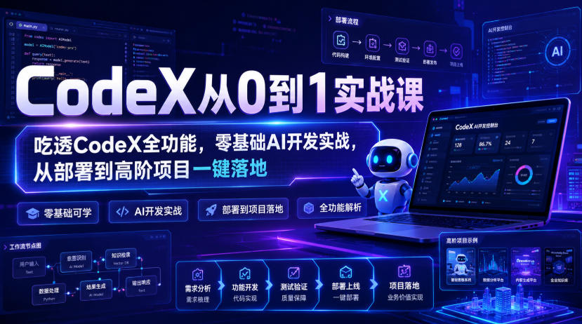 CodeX从0到1实战课,吃透CodeX全功能,零基础AI开发实战,从部署到高阶项目一键落地-问小徐资源库