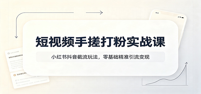 短视频手搓打粉实战课：小红书抖音截流玩法，零基础精准引流变现-问小徐资源库