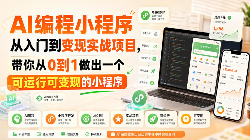 AI编程小程序从入门到变现实战项目,带你从0到1做出一个可运行可变现的小程序-问小徐资源库