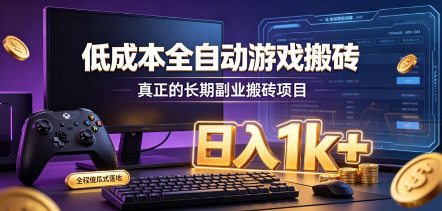 低成本全自动游戏搬砖，真正的长期副业搬砖项目，日入1k+，全程傻瓜式落地【揭秘】-问小徐资源库