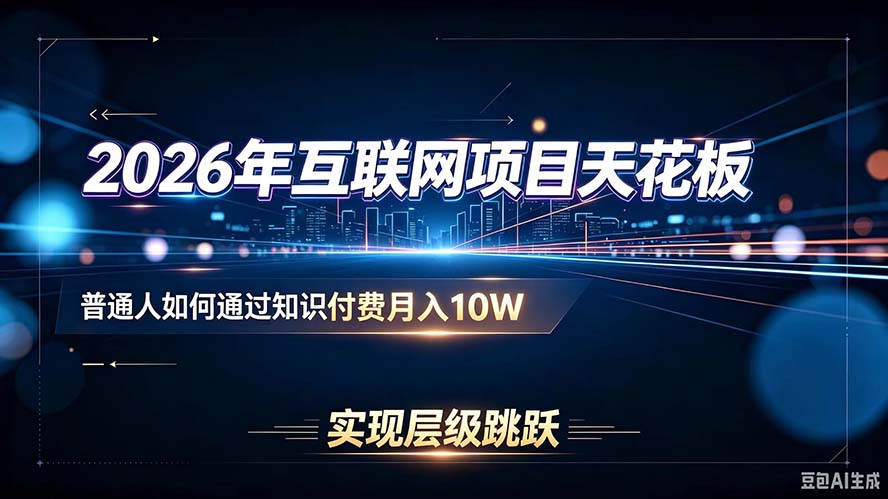 2026年互联网项目天花板:普通人如何通过知识付费月入10W,实现层级跳跃-问小徐资源库