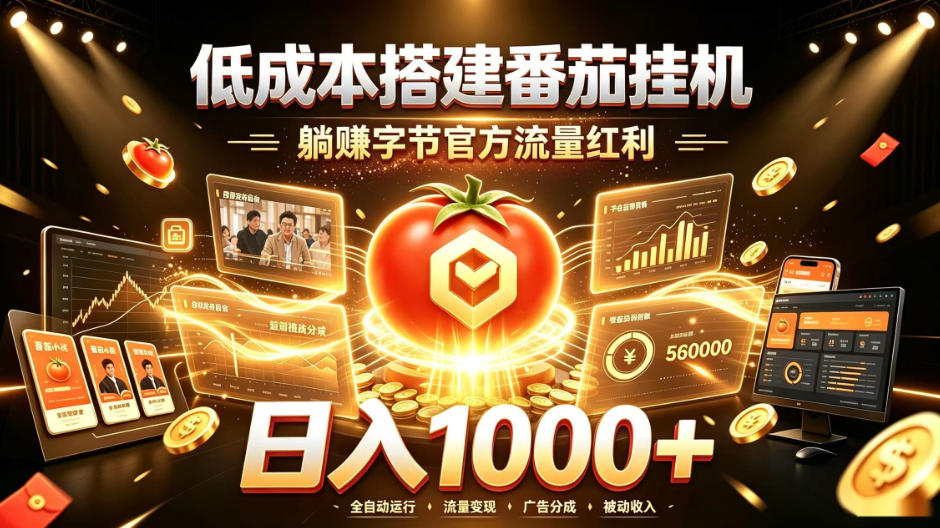 低成本搭建番茄挂G，躺賺字节官方流量红利，日入1k+，全程傻瓜式落地【揭秘】-问小徐资源库