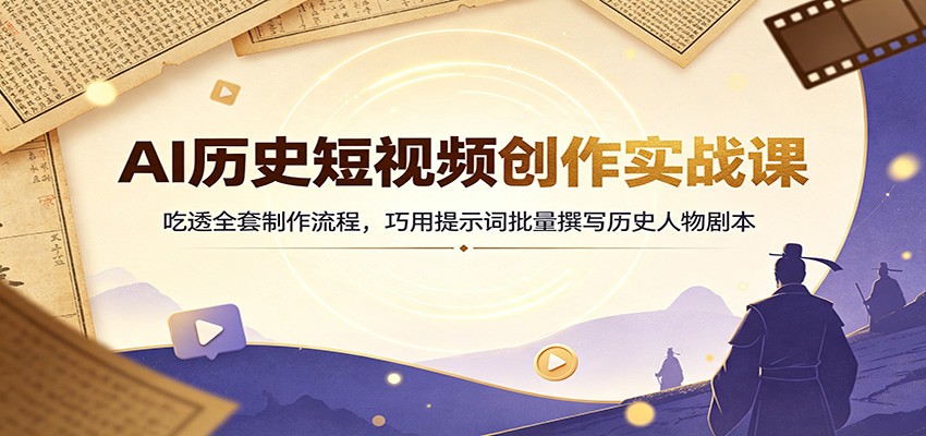 AI历史短视频创作实战课：吃透全套制作流程，巧用提示词批量撰写历史人物剧本-问小徐资源库
