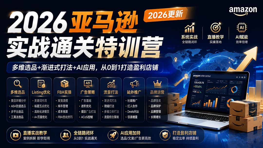 2026亚马逊实战通关特训营-2026更新,多维选品+渐进式打法+AI应用,从0到1打造盈利店铺-问小徐资源库