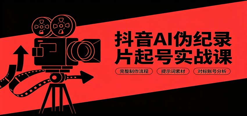 抖音AI伪纪录片起号实战课：完整制作流程，提示词素材，对标账号分析-问小徐资源库