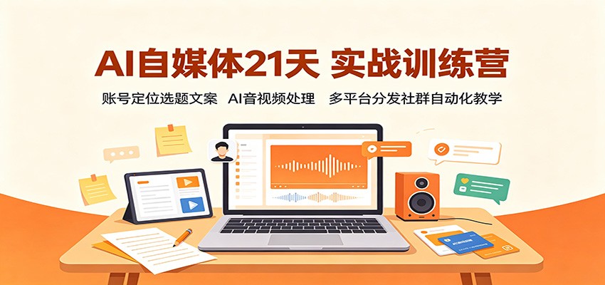 AI自媒体21天实战训练营：账号定位选题文案，AI音视频处理，多平台分发社群自动化教学-问小徐资源库