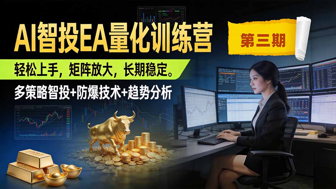 AI智投EA量化训练营第三期，多策略智投+防爆技术+趋势分析 ，小白轻松上手，矩阵放大，长期稳定，日入500U。-问小徐资源库